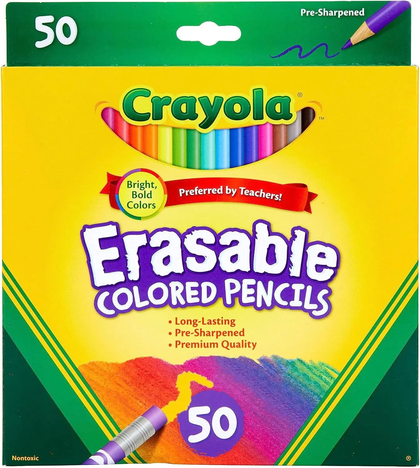 

Erasable Colored Pencils Set of 50, Bulk Art Supplies for Adult Coloring Books, Holiday Gift for Teens Ages 6-8