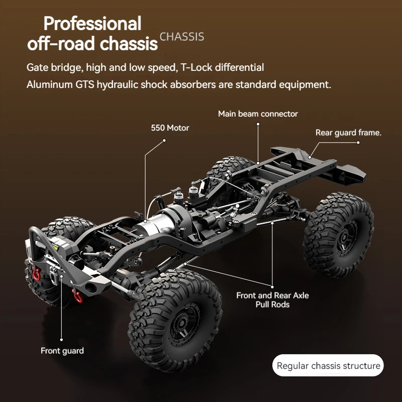 Huangbo R1011 Wrangler Control remoto tracción en las cuatro ruedas escalada todoterreno vehículo 1:10 juguete de bloqueo diferencial de alta y baja velocidad