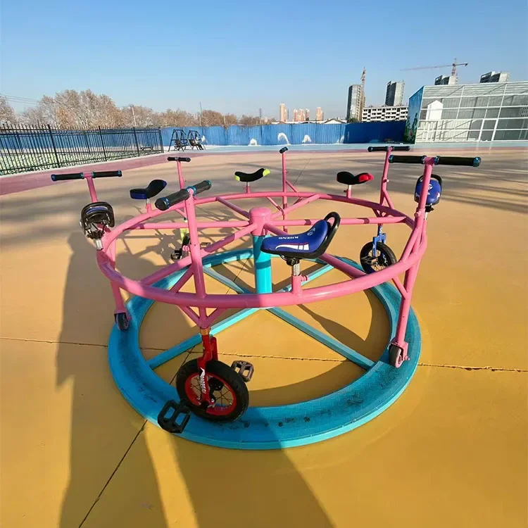 &Unpowered Outdoor Theme Park Super Fun Rotation Steel Bicycle Safe Durable Parent-child Kids Amusement Rides