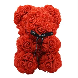 New Artificial Flowers 25cm Rose Bear Girlfriend Anniversary Christmas Valentine's Day Gift Birthday Present For Wedding Party