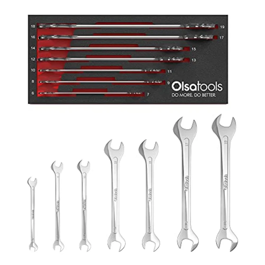 

Super-Thin Open-End Wrench Set - Slim Spanners - 6mm to 19mm - Professional-Grade Hand Tools with EVA Foam Tray - Part: 1253