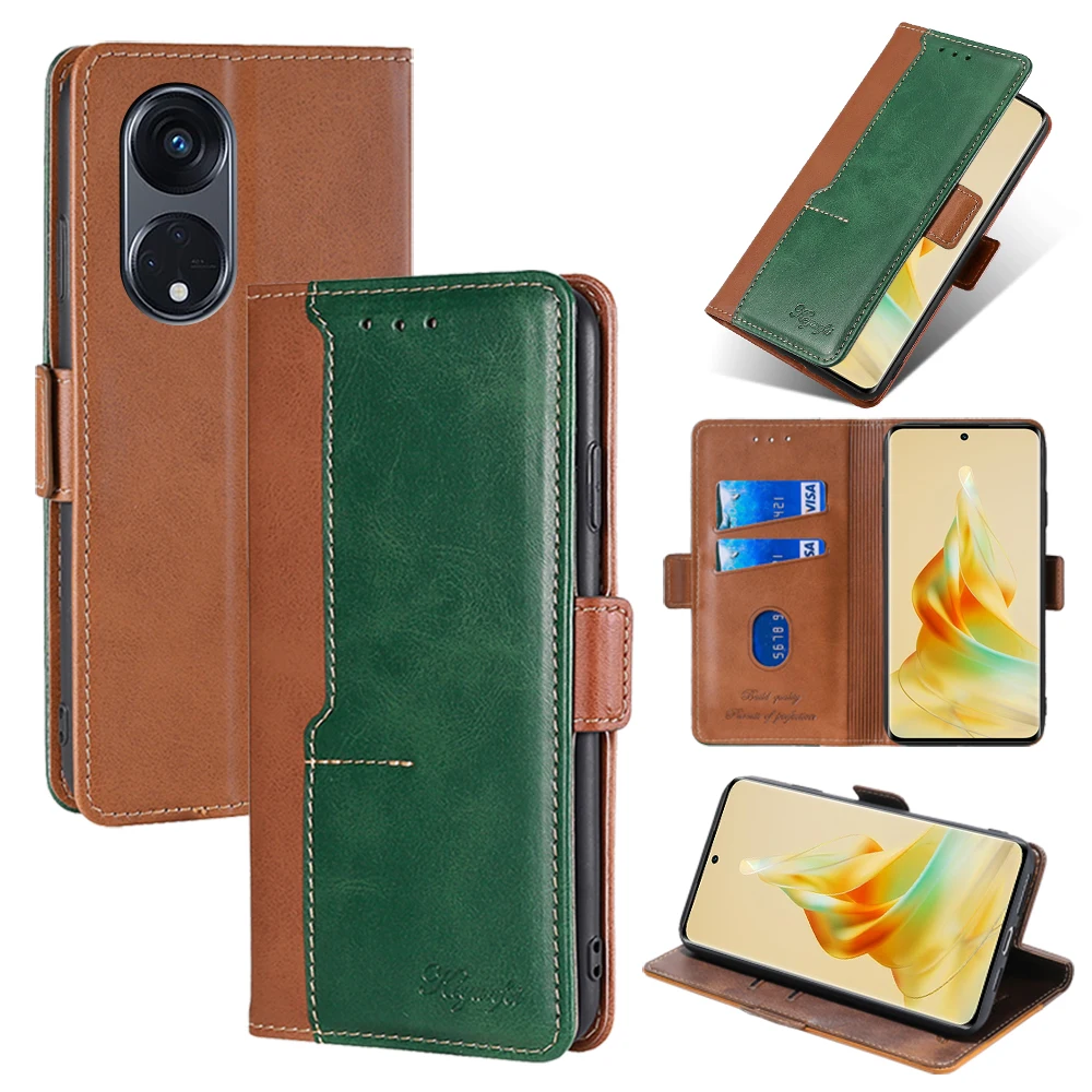 Luxury Leather Flip Phone Case, Double-sided Full-wrap Drop-proof Leather Case for OPPO A16/Reno 8T 4G/7 4G/Find X5 Pro/A74 4G