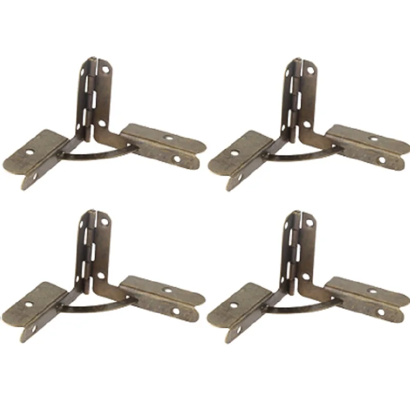 골동품 청동/골드 경첩 지지 프레임, 53x40mm, 보석 와인 케이스, 나무 선물 상자 뚜껑, 90 도 스프링 가구 하드웨어, 4 개