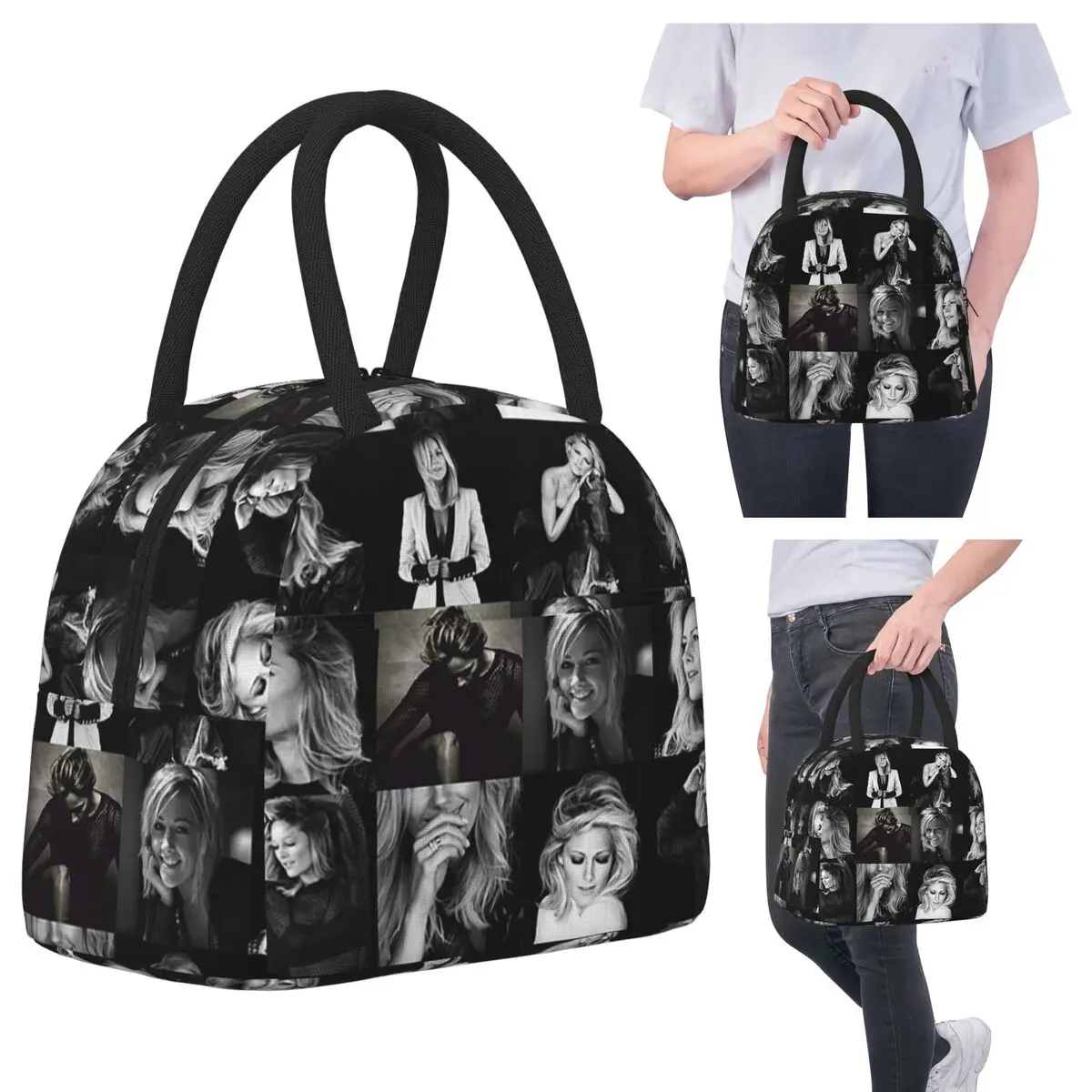 

Helene Fischer Collage Insulated Lunch Bag for Kids School Cooler Thermal Food Box Tote Portable Lunch Boxes Container
