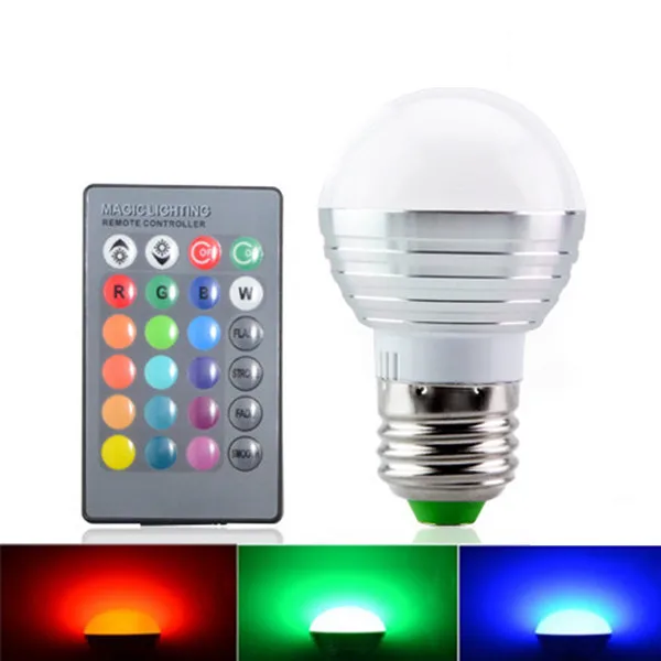 

3W Rgb LED Bulb E27 Color Changing Remote Control Dimmable Smart Decorative Light for Living Room Bedroom Kitchen Bar Club
