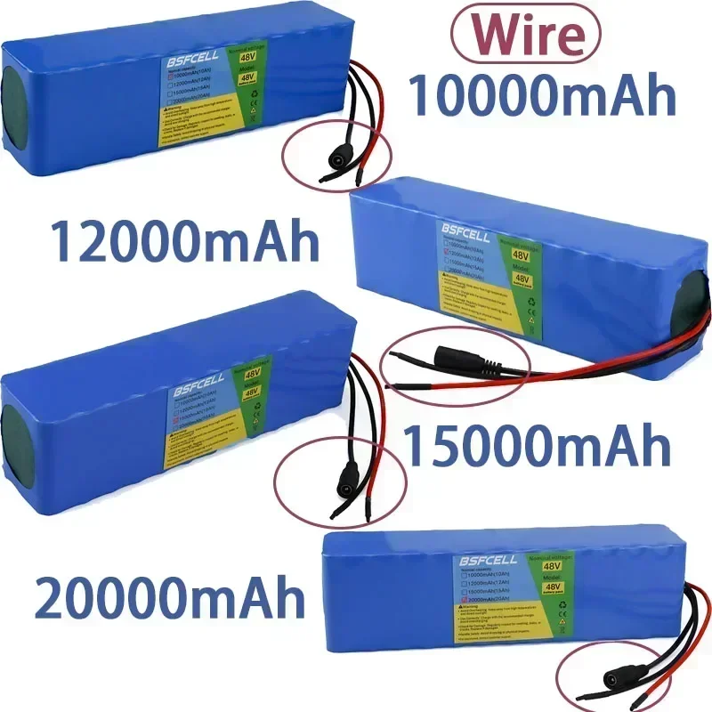 48V E-Bike Battery 10Ah 12Ah 15Ah 20Ah Li-ion Battery XT60 T-plug Wire Connector With BMS For 150W-1000W 13S3P Battery pack