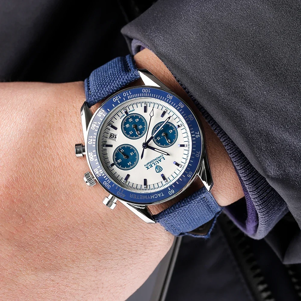 2024 نيو لوليكس، ساعة رجالية حمراء لهب أصلية، كرونوغراف كوارتز متعددة الوظائف فاخرة، ساعة التاريخ الأوتوماتيكية