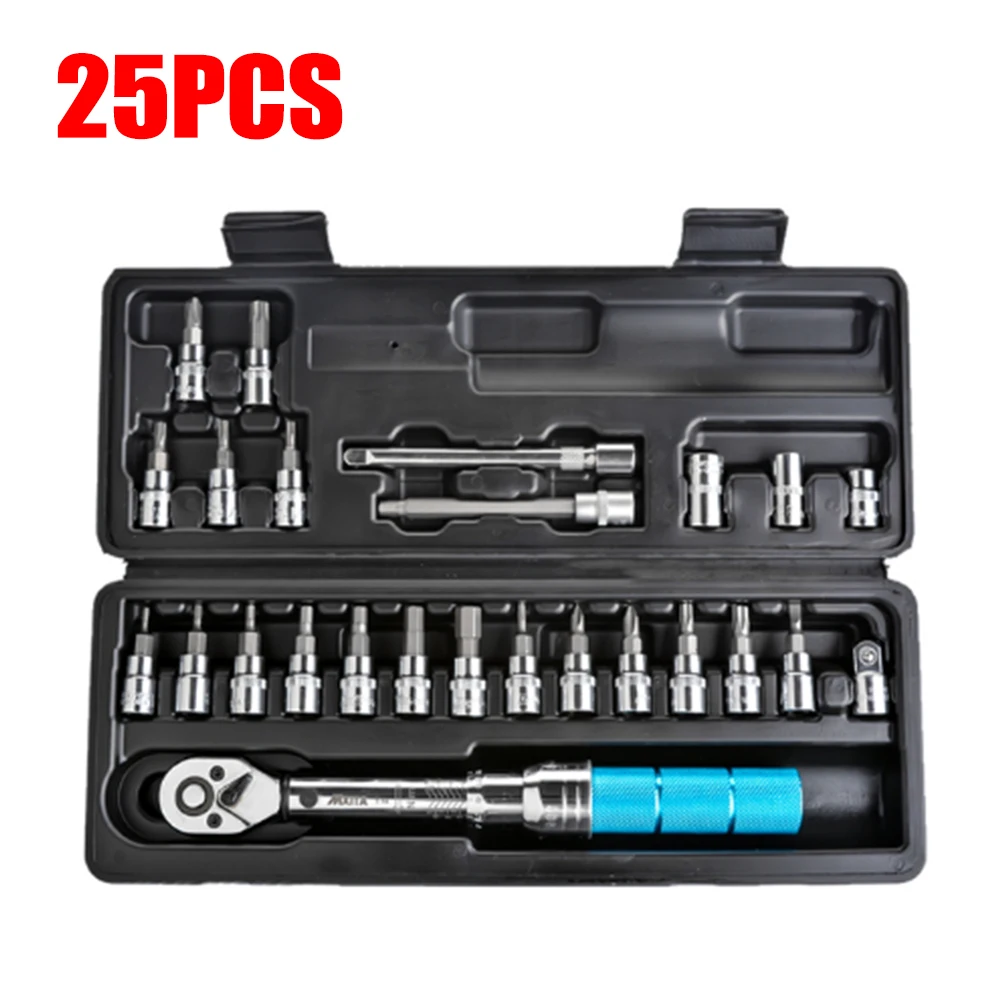 

1/15/18/25PC Ratchet Torque Wrench Set 1/4" 2-24Nm 5-25Nm Adjustable Torque Wrench Cycling Bicycle Repair Tools Repair Spanner