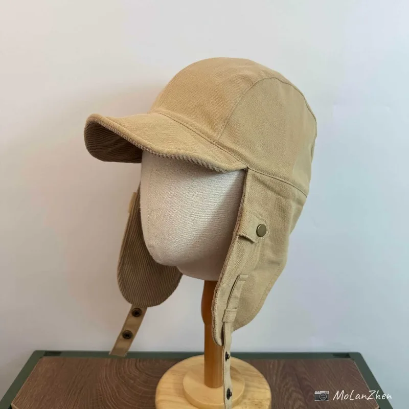 Harajuku ريترو الأدوات نمط سروال قصير منفذها القبعات للرجال الخريف الشتاء في الهواء الطلق الدافئة سدادات حماية الأذن تنوعا الطيار قبعات النساء