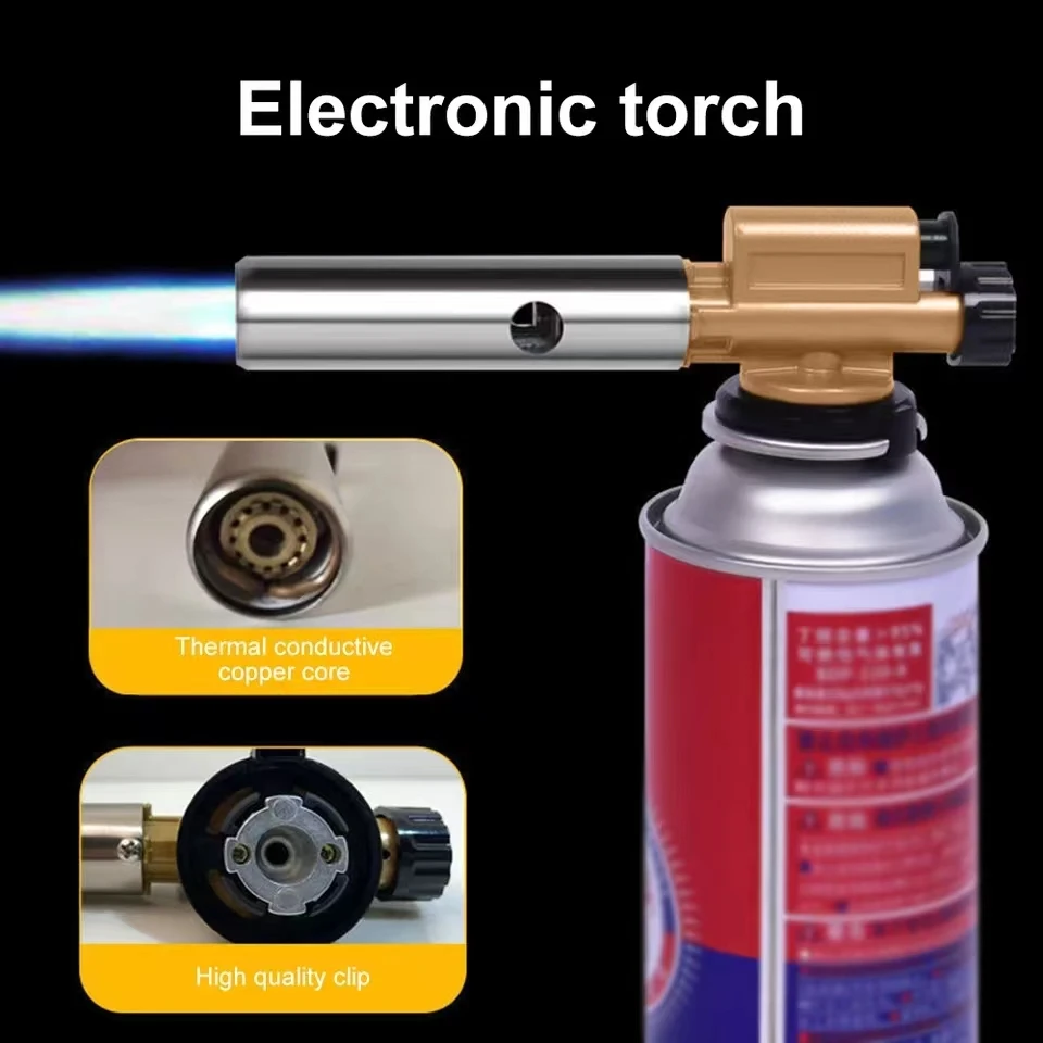 Portable Welding Gas Torch Flame Gun Butane Burner Camping BBQ Heating Ignition Flamethrower Kitchen Lighter Welding Equipment