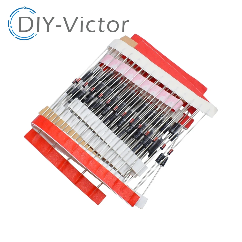 1N4148 1N4007 1N5819 1N5399 1N5408 1N5822 FR107 FR207,8values=100pcs,Electronic Components Package,Diode Assorted Kit