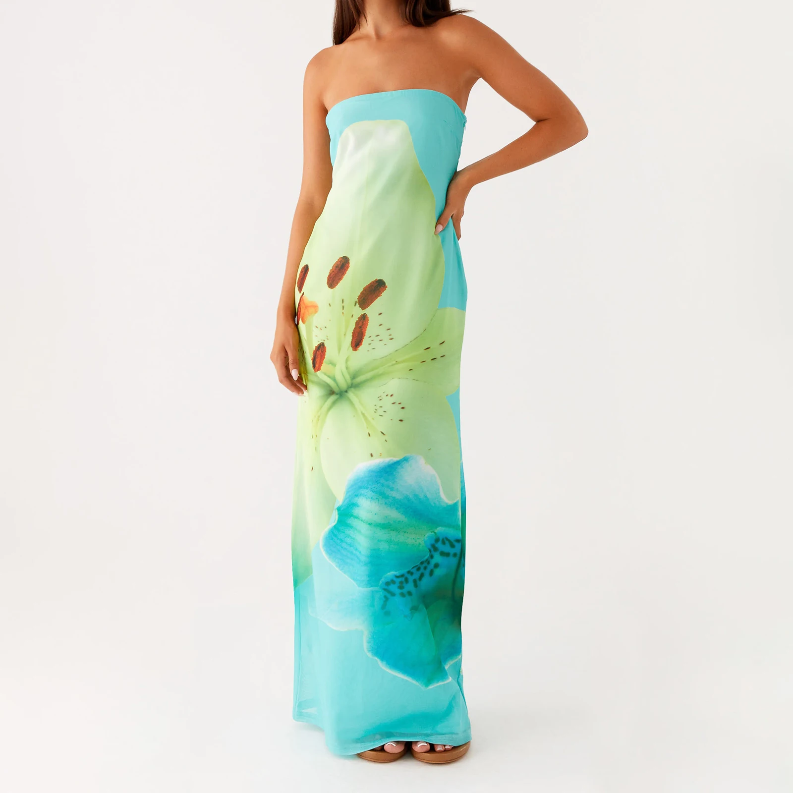 Robe Tube sans bretelles pour femmes, dos nu, imprimé floral, robe de Cocktail pour plage, vacances, fête d'été, usage quotidien, Streetwear