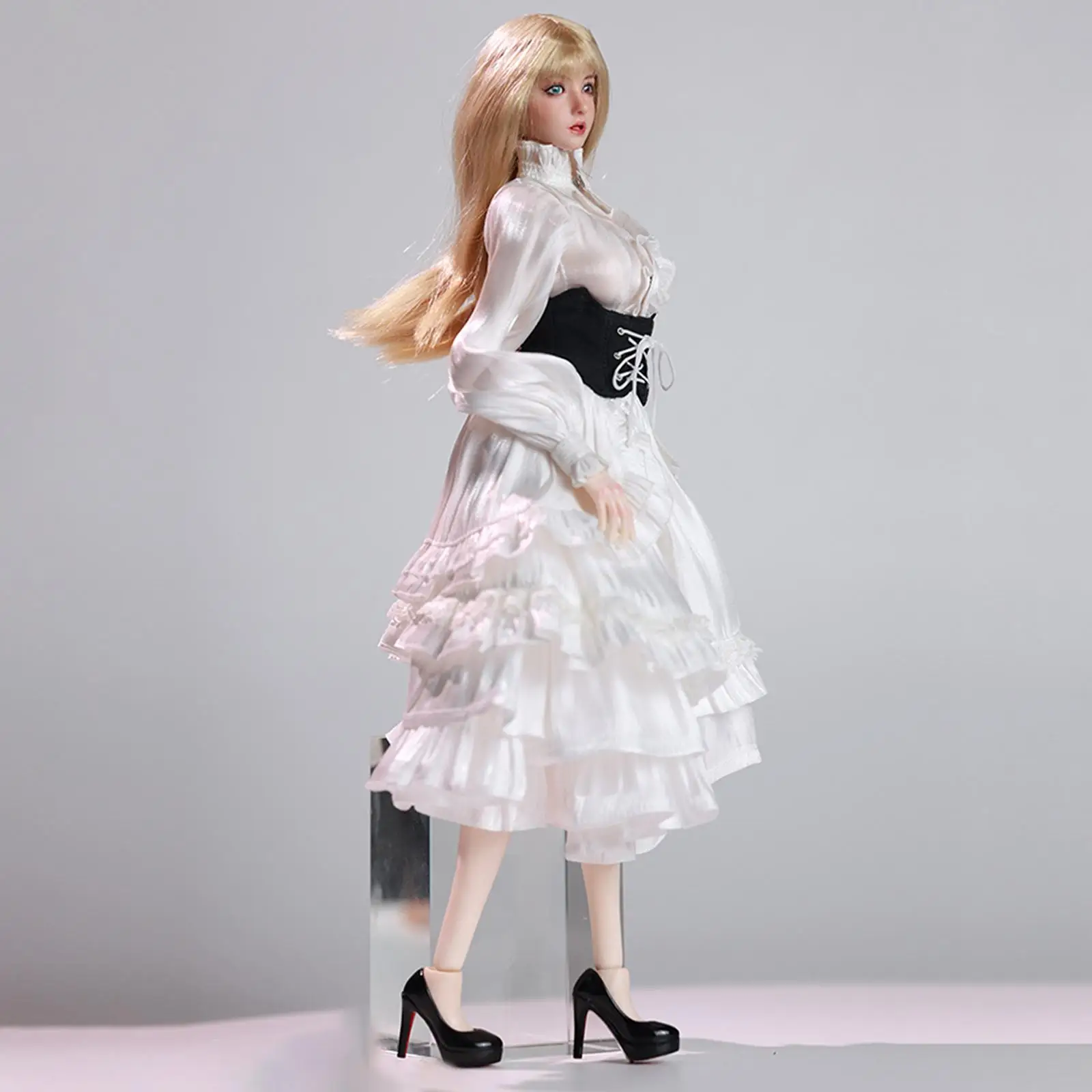 

1/6 Scale Mini Figure Dress Gothic Long Sleeve Fashion Doll Costume Premium Polyester Outfit for Display Decoration