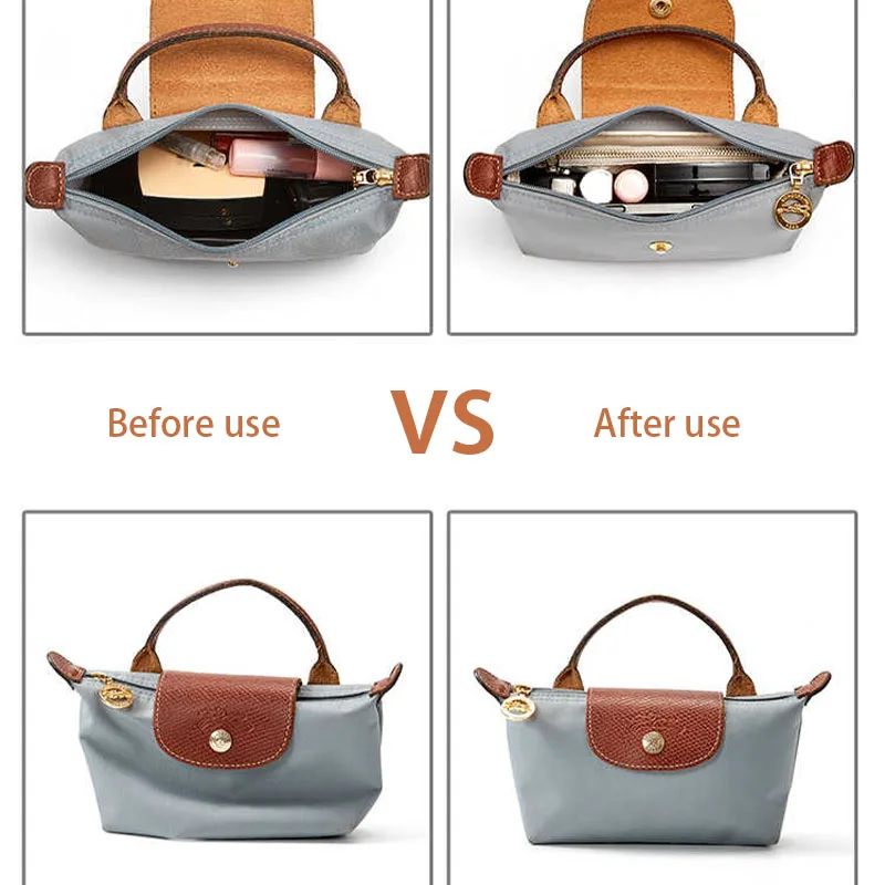 Bag Organizer Insert For The Longchamp Inner Liner Mini Pouch Handbag Inner Orderly Neat Nylon Support Bag Insert Accessories