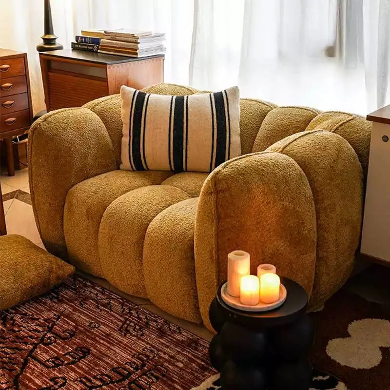 

Pumpkin Sofa French Vintage Comfortable Modern Simple Single Lounge Sofa Chair