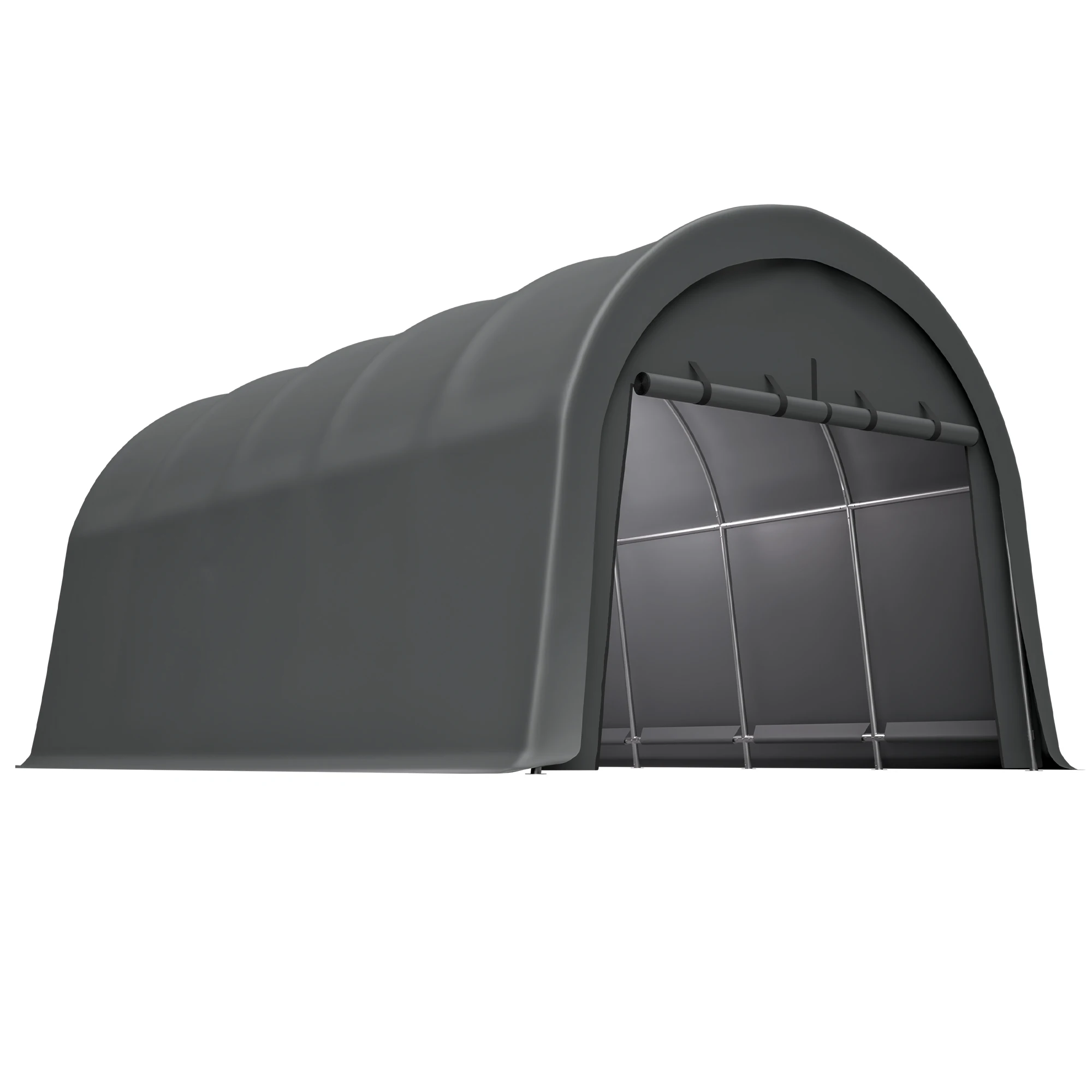 Heavy Duty Carport 10x20 ft 12x20 ft Waterproof Canopy Steel Frame Vented Roof Anti Snow Portable Garage Cars Boats RV Gray