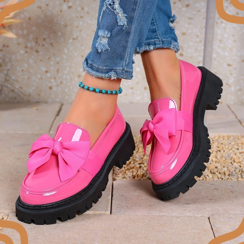Classic Women's Shoes Exquisite Bow Platform Loafers for Woman Fashion Daily Casual Shoes Designer Shoes Zapatos De Mujer