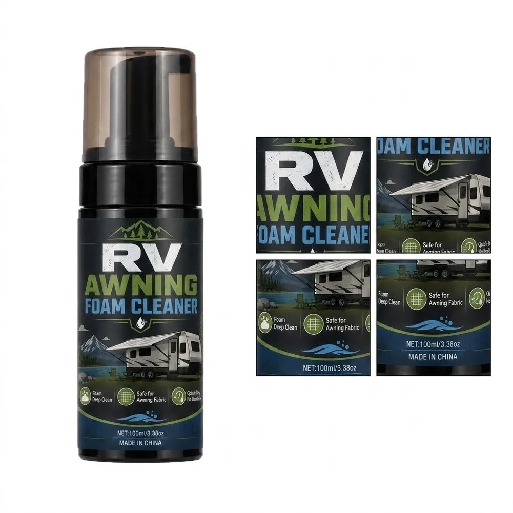RV Awning Foam Cleaner 100ml Portable Spray Removes Stains Bird Droppings Quick Dry No Disassembly For Camper Tent