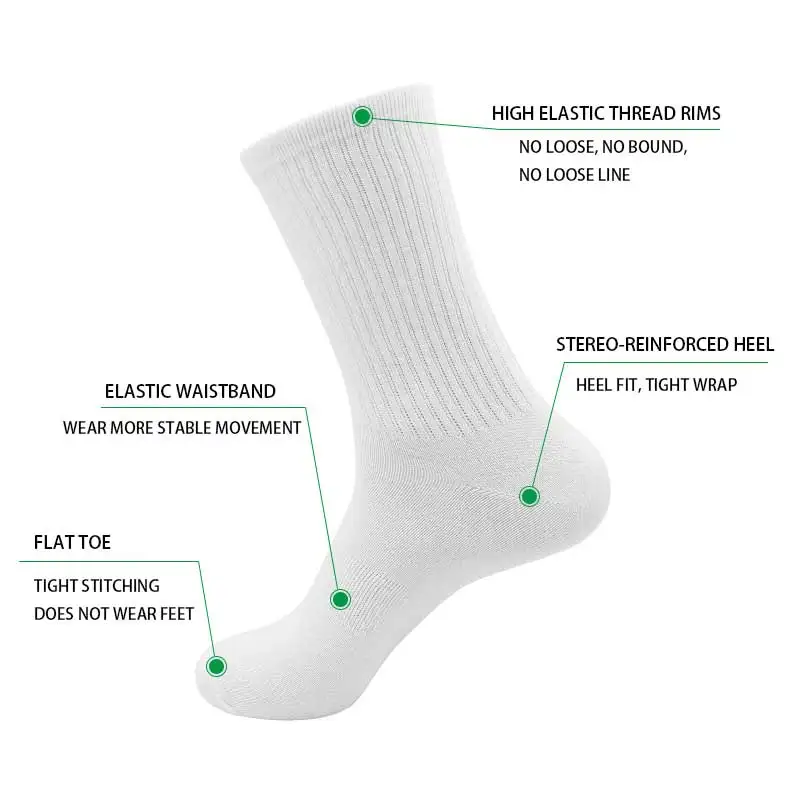 Spring and summer men\'s and women\'s socks casual long elastic solid color cotton socks summer combed cotton white mid-tube socks