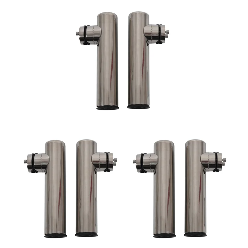 

B93B-6Pcs Boat Stainless Steel Clamp On Fishing Rod Holder Rails 7/8 Inch To 1 Inch Tube Ship Rod Frame Adjustable Boat