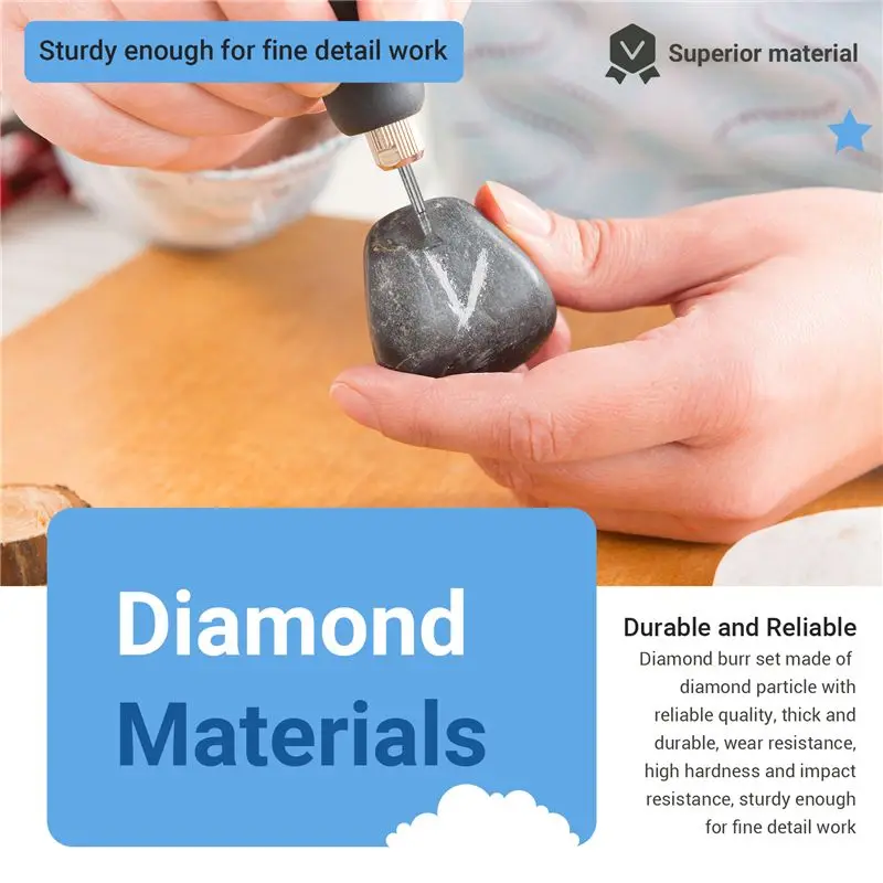 A36T-Stone Carving Set Diamond Burr Bits Compatible With For Dremel, 13PCS Polishing Kits Rotary Tools Accessories