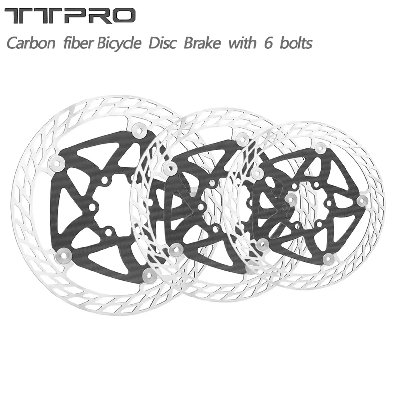 

TTPRO Carbon Fiber Bike Disc Brake Rotor Ultralight 140/160/180MM 6 Bolts Floating Rotor MTB Road Bicycle Brake Cycling Parts