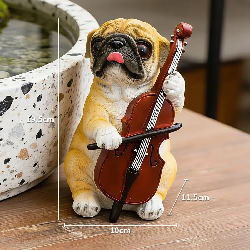 Creative Dog Band Resin Figurine - Cute Animal Musician Sculpture for TV Cabinet,Living Room Bookshelf Decor,Gift for Dog Lovers