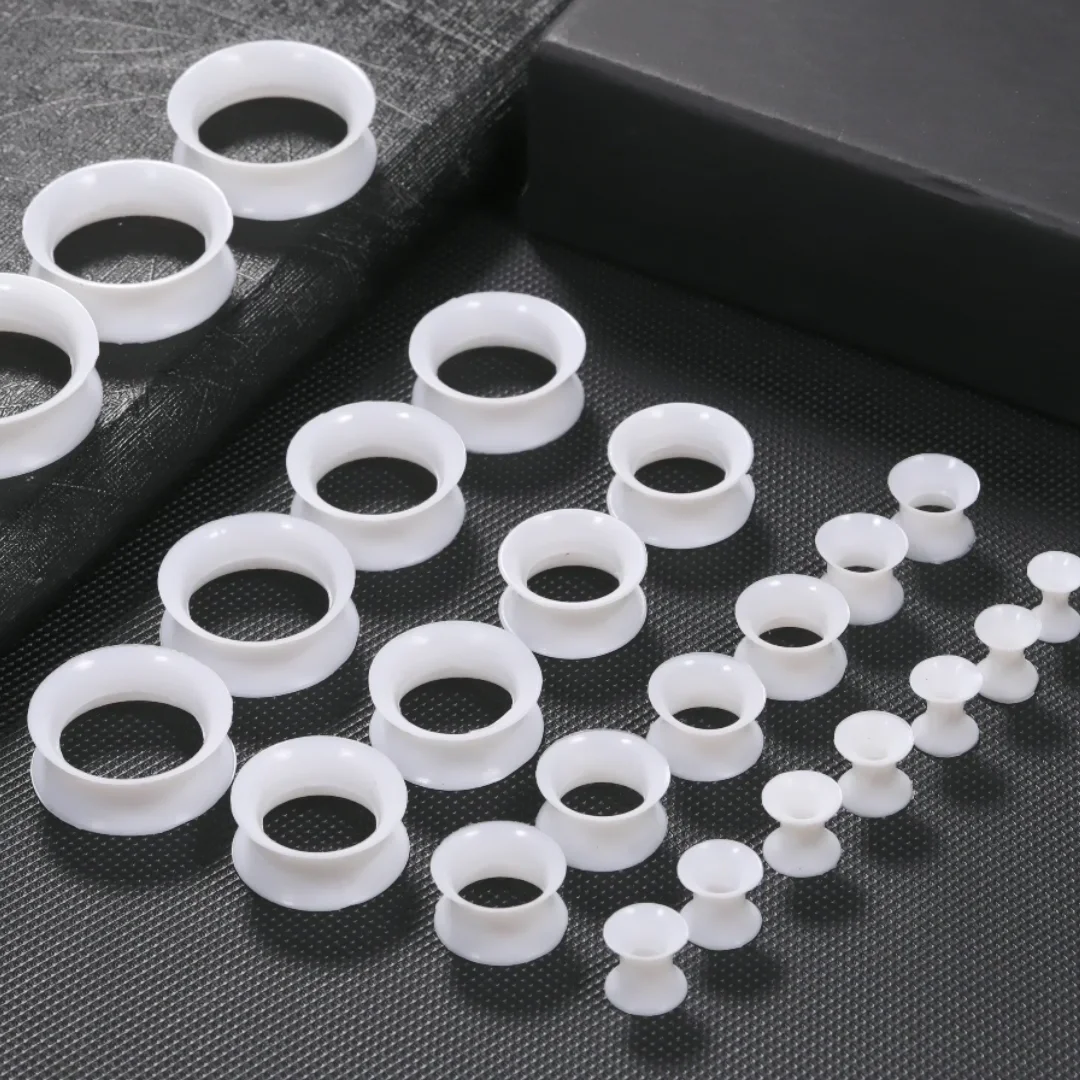 1 par de túneles y tapones de silicona para pendientes, 3-22mm, Flexible, doble acampanado, calibre de oreja de carne, expansor, ensanchadores,