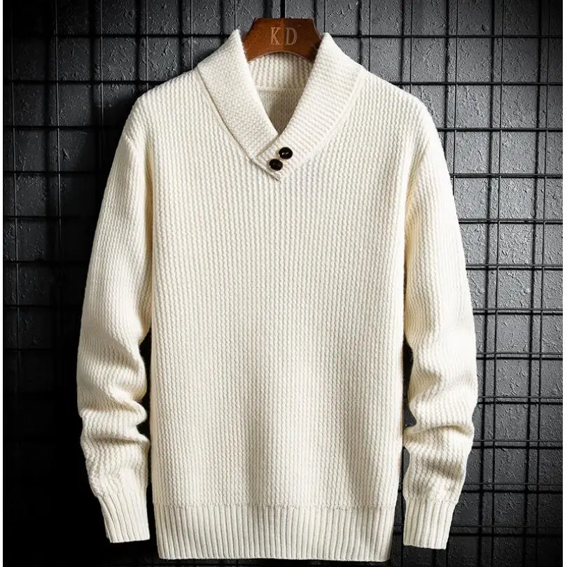 Suéteres de punto con cuello en V para hombre, ropa de marca, Jersey ajustado de manga larga, moda informal, Otoño e Invierno