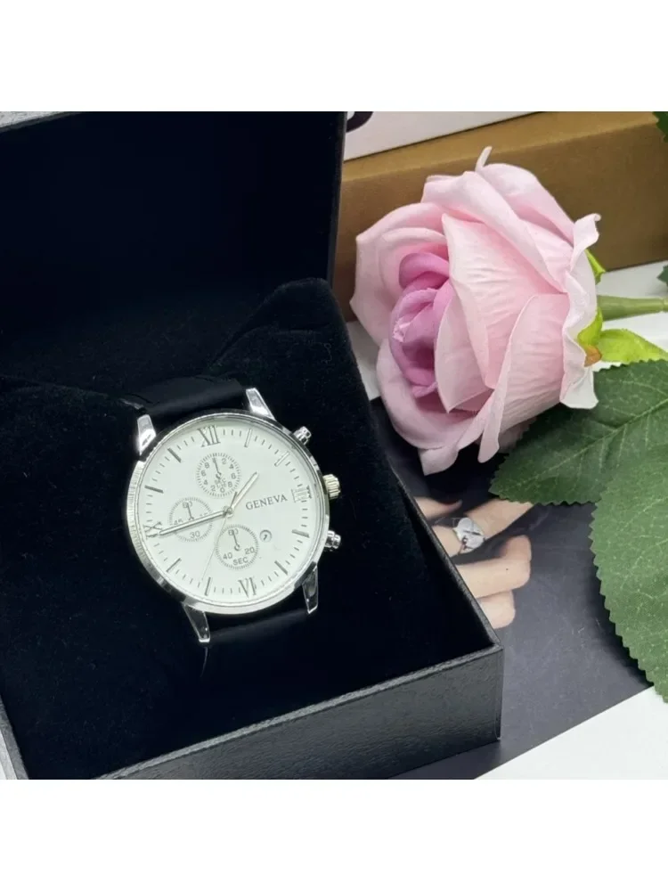 5ชิ้นนาฬิกาข้อมือเป็นทางการสุดหรูคลาสสิกหน้าปัดขนาดใหญ่กันน้ำกล่องมาตราส่วนแสดงระดับนาทีสำหรับกีฬาวิ่ง