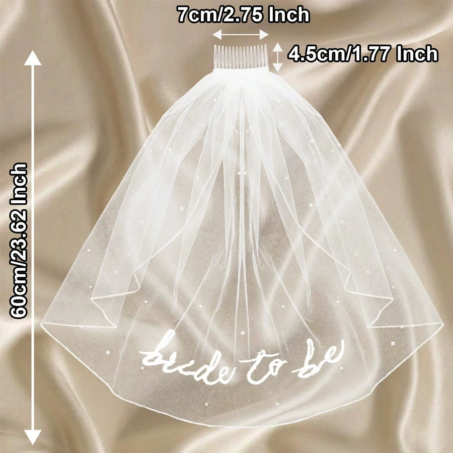 1 Bridal Veil Headband for Bachelorette Parties, White Butterfly Wedding Veil Engagement Accessory Women's Hair Clip image 3
