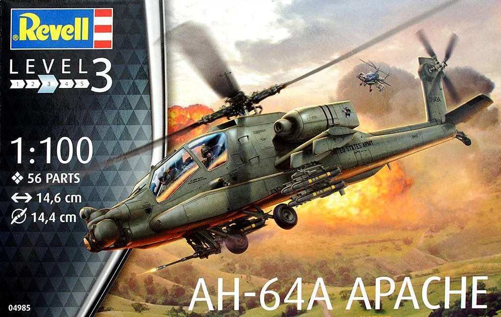 

Комплект масштабной модели самолета Revell 04985 AH-64A Apache 1/100