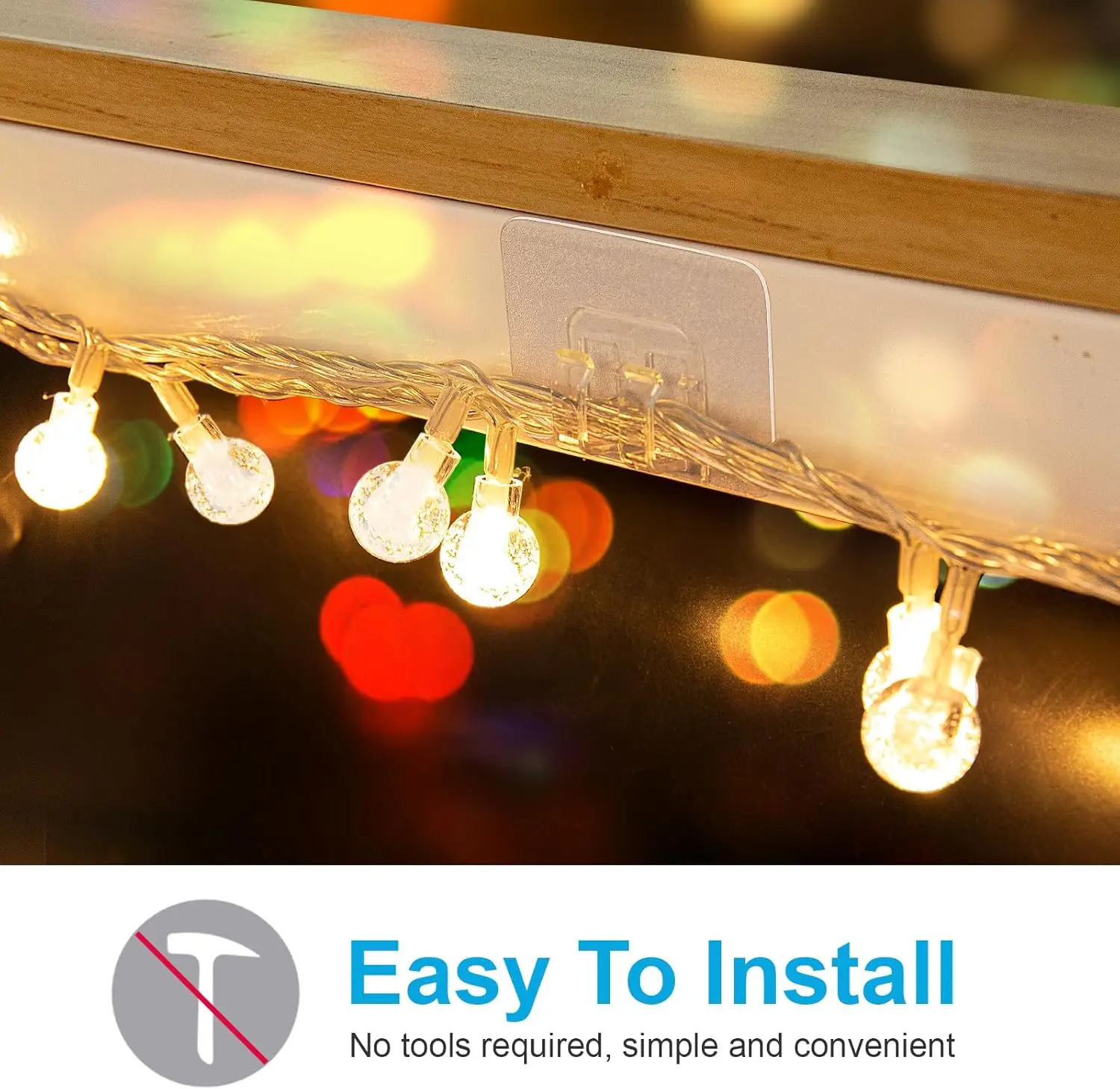 100 PCS Hooks for Outdoor String Lights Clips,Heavy Duty Cable Clips Hooks for Hanging Christmas Lights With Waterproof Adhesive #5