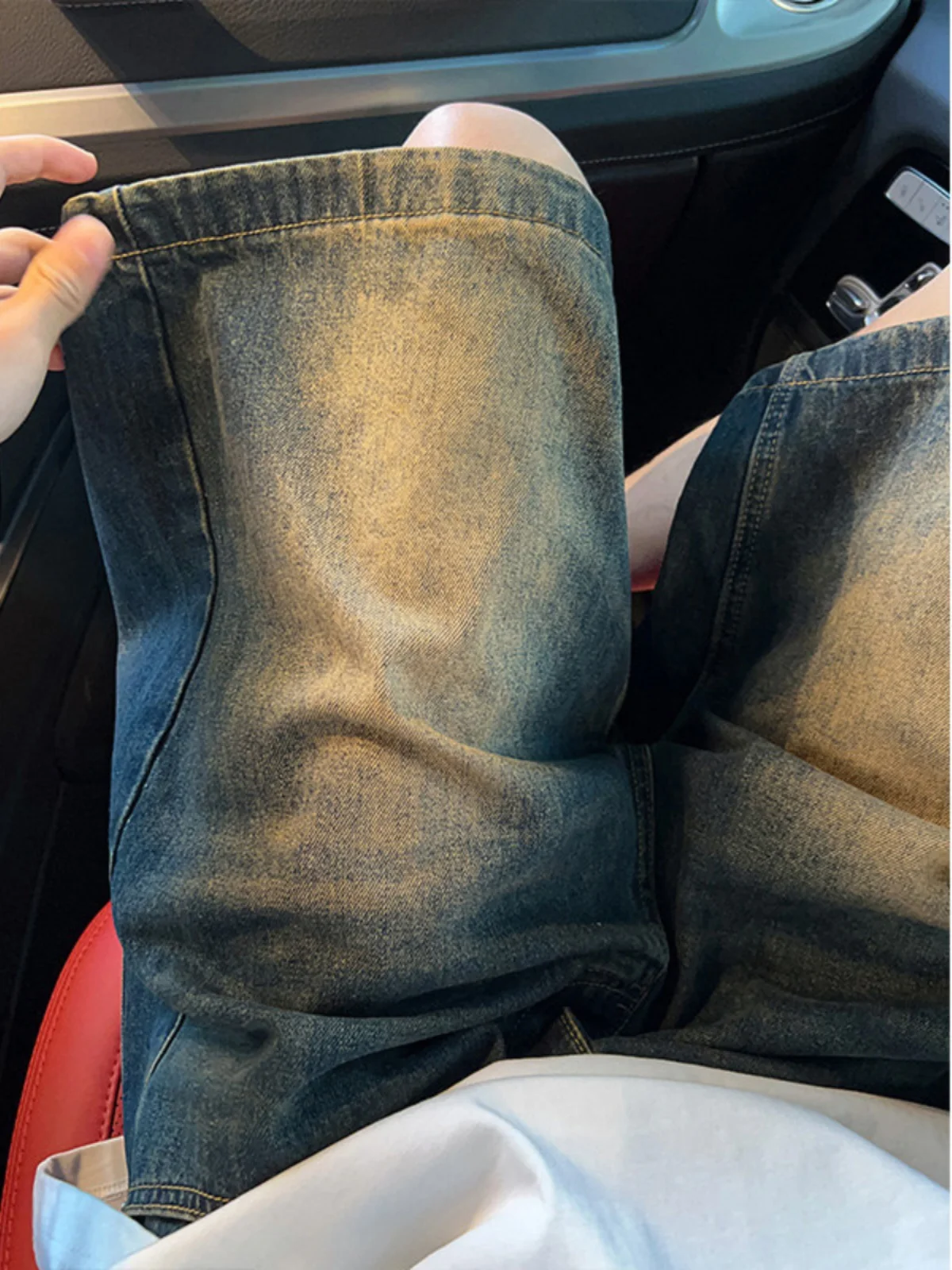 

Мужские летние джинсы-брюки из синего денима в стиле ретро, свободного прямого кроя, длиной до колена, модные брендовые, молодежный стиль