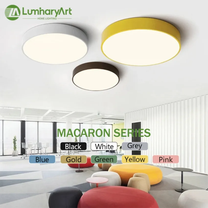 

Modern LED Bedroom Ceiling Light Macaron Circular Home Lamp Living Room Dining Room Study Balcony Children's Room Decor Lighting