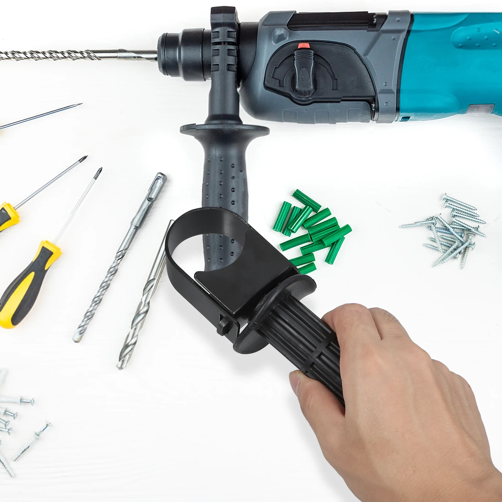 

Electric Hammer Side Grip Handle Replaceable Sturdy Non-Slip Ergonomic Design Compatible with Multiple Brands Impact Drill