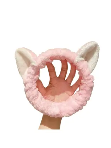 Fashionable Accessory For Women Cute Coral Fleece Cat Ear Headband - Soft & Comfortable, Perfect For Face Washing & Makeup