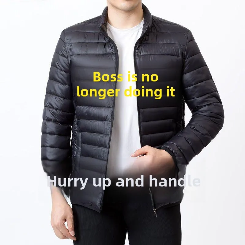 

Men's Winter Lightweight down Cotton Jaet ort Sle Stand Collar Warm Top Dad Casual Faion Urban Sle Zipper Closure