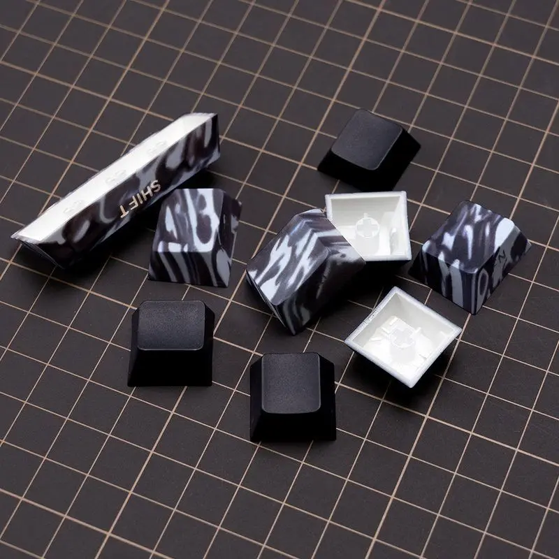 Teclas transparentes gravadas lateralmente originais PBT personalidade criativa sublimação personalizada