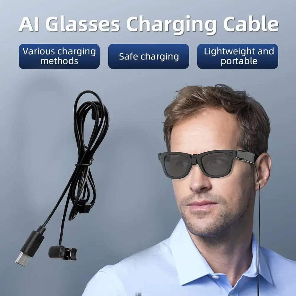 

Для Ray Ban Meta2 зарядный кабель второго поколения, версия с высоким мостом, умное стекло, черный, 1,5 м, аксессуары для зарядки