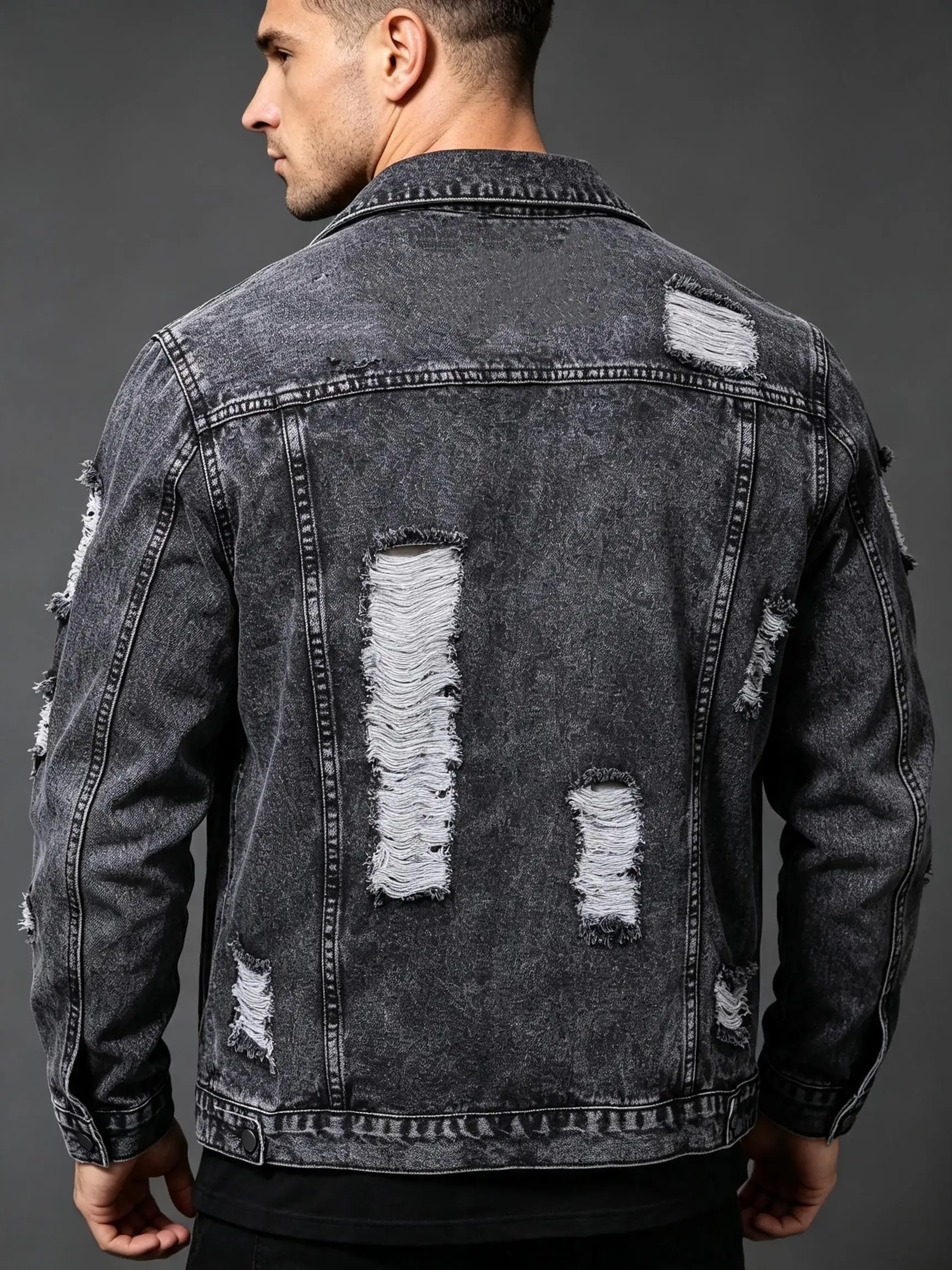 Men's Street Trend Y2K Denim Jacket Vintage American Style Lapel Jean Outerwear Festival Gift for Lover Husband