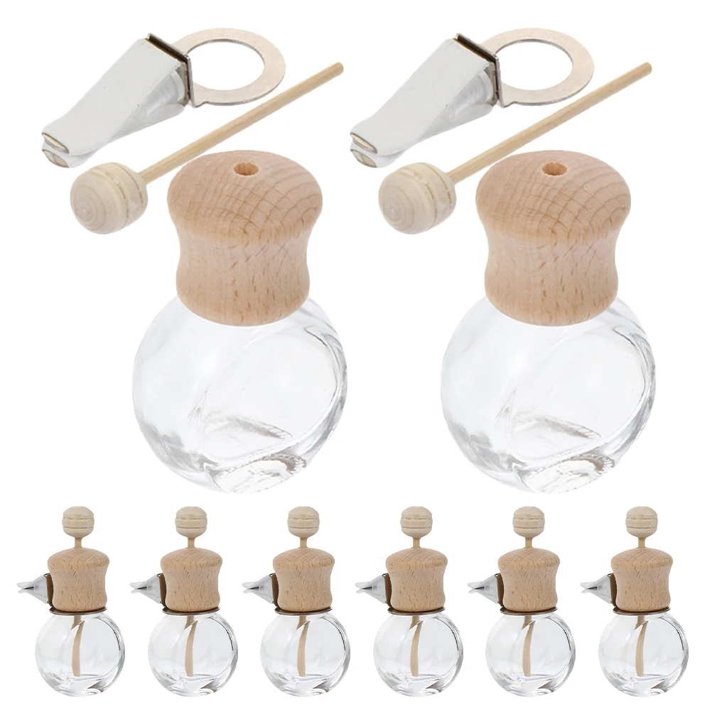 

8pcs Car Vent Clip Aromatherapy Diffuser Bottles Refillable Air Freshener For Car Fragrance Essential Oil Scent Glass Bottle