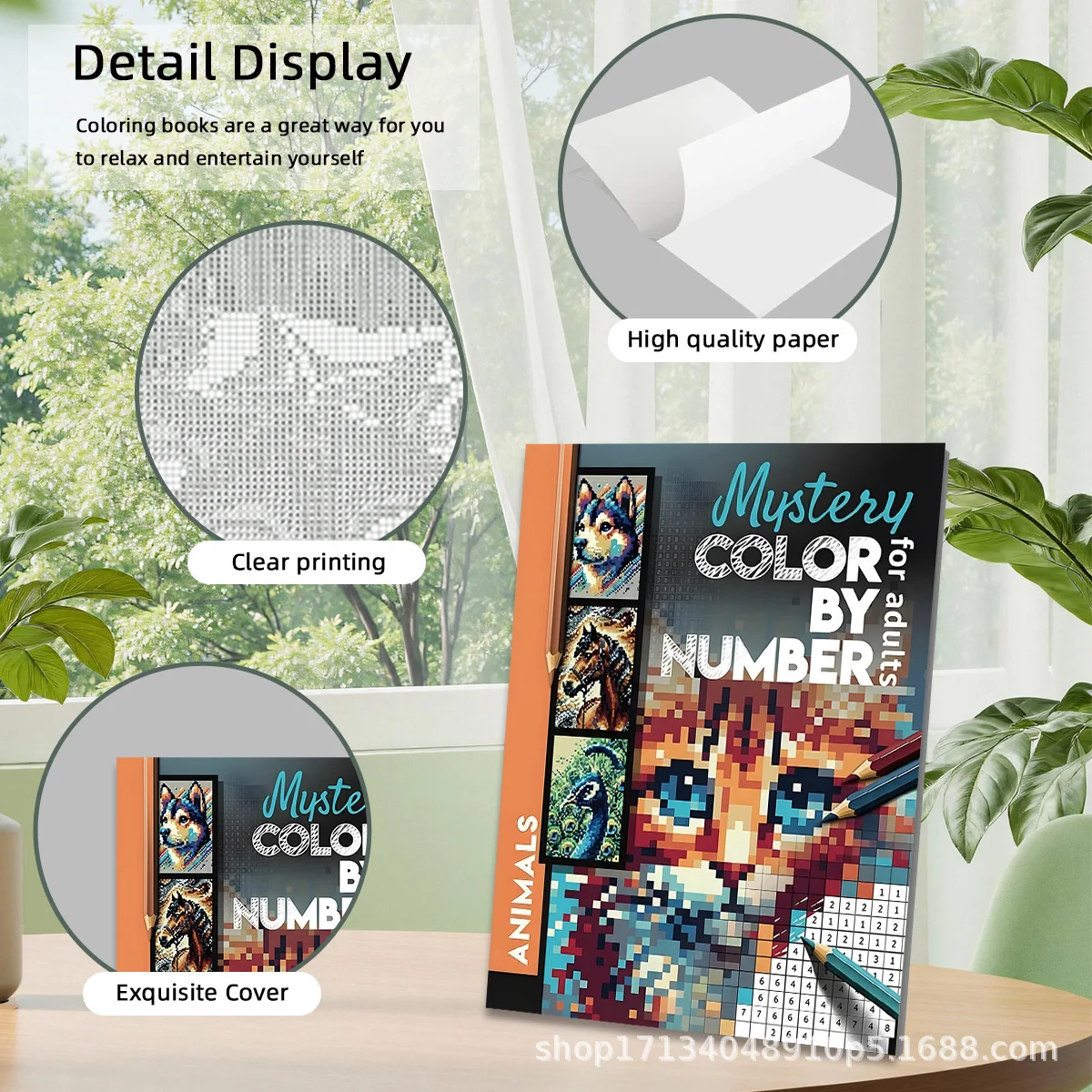 A4 Thick 48 Pages Number Painting Coloring Book Adults Stress Relief DIY Drawing Colouring Notebook Wholesale