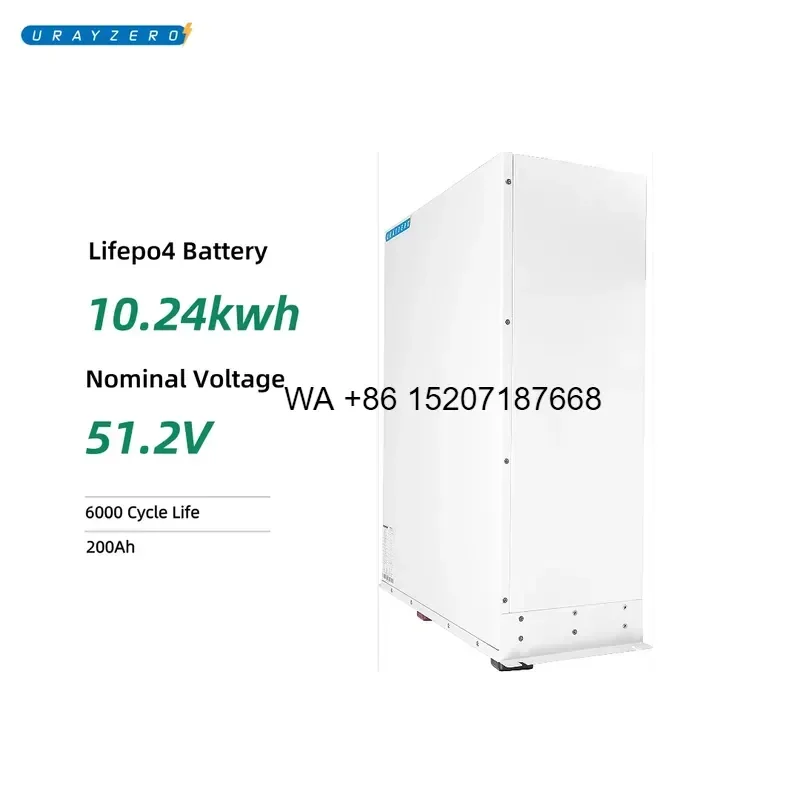 Wmwmnu for Urayzero A Grade LiFePO4 51.2V 200Ah BMS Solar Storage Battery 10.24kWh Home Energy System with 16pcs Cells