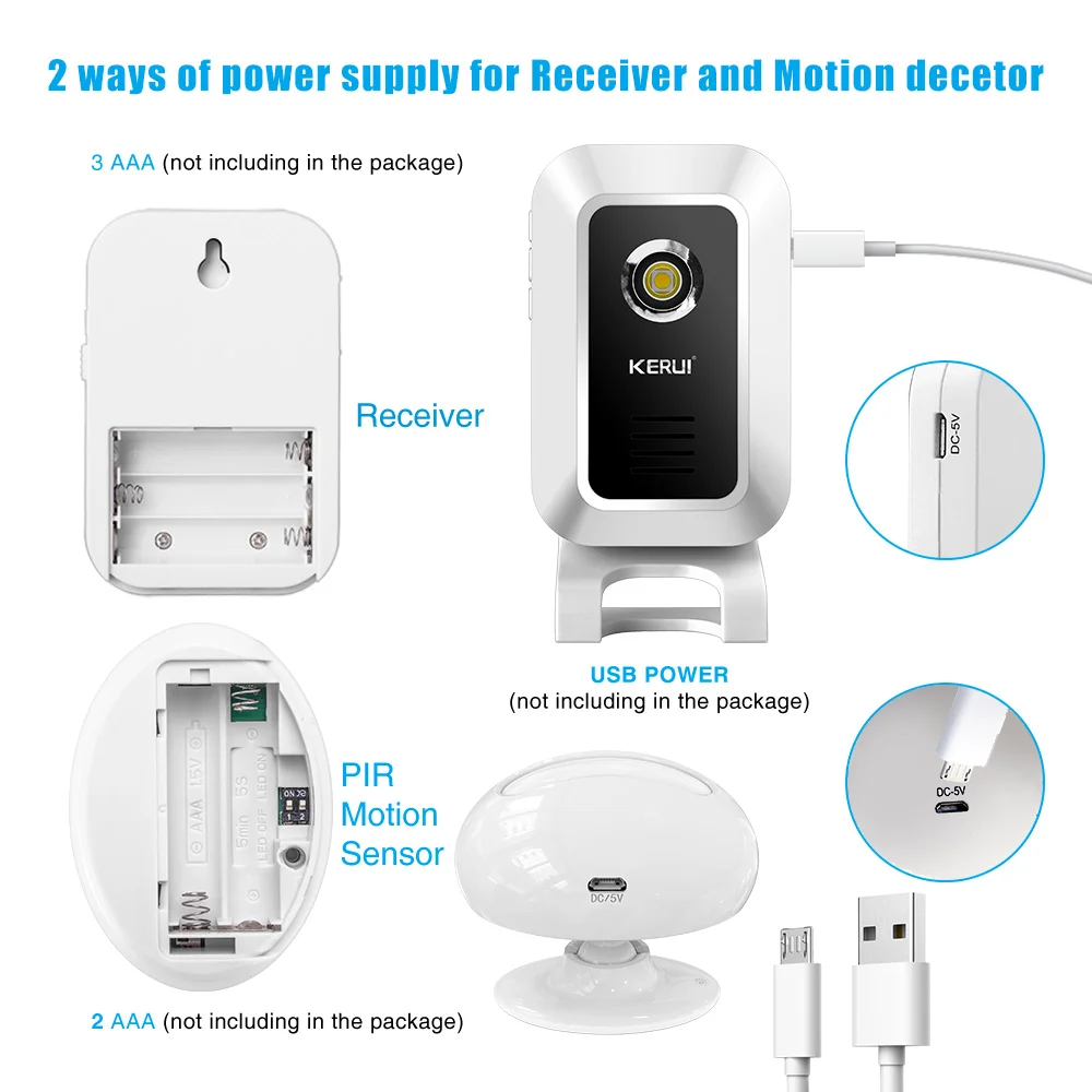 KERUI M7 Two-In-One Wireless Anti-theft Doorbell Welcome Device Motion Detection 433MHZ Convertible Function Strobe Light