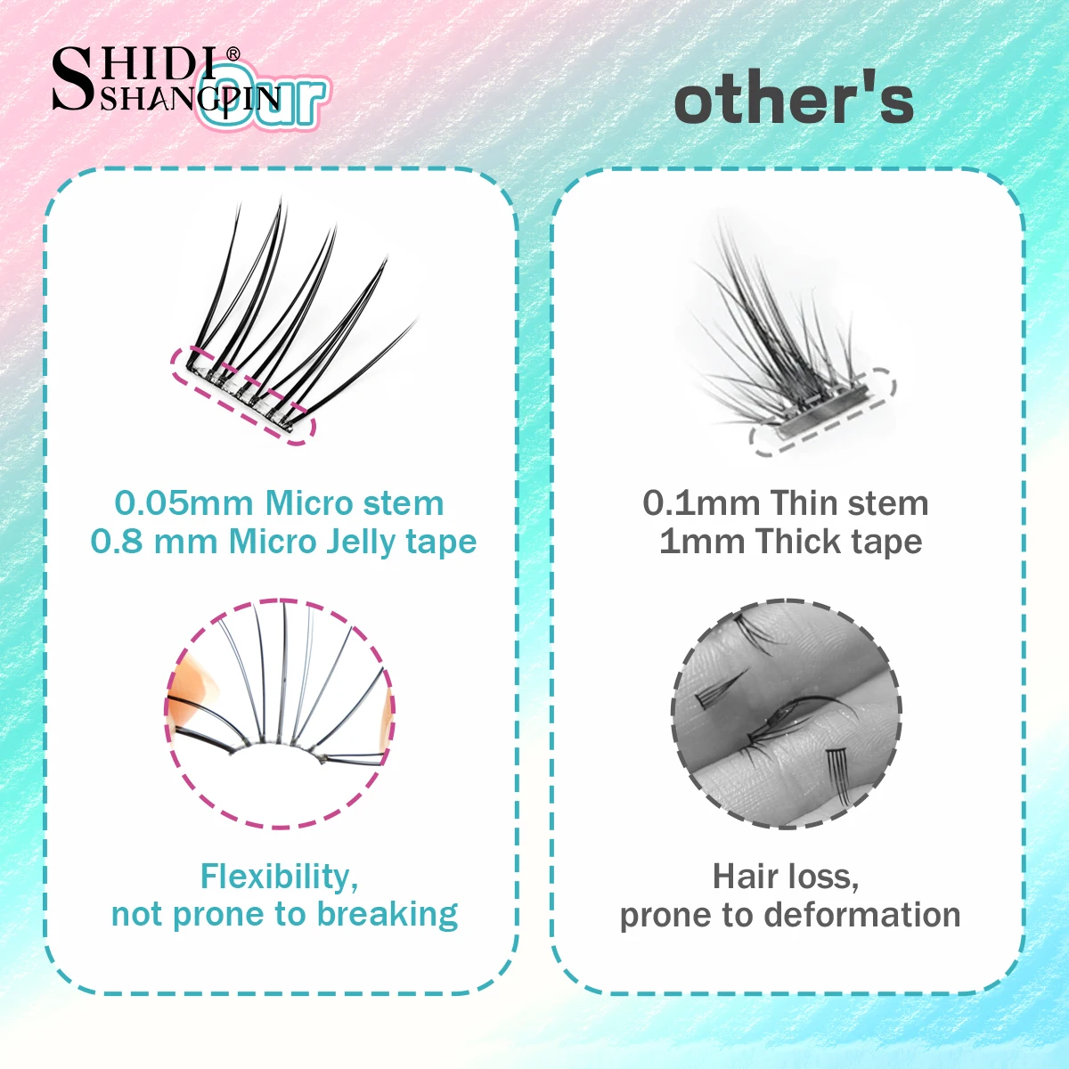 Selbstklebende Wimpern zum Selbermachen, falsche Wimperncluster, kostenloser Kleber, Anime, flauschig, natürlich, weich, künstliche Cils, Mix-Stile, koreanisches Make-up, einfach zu tragen