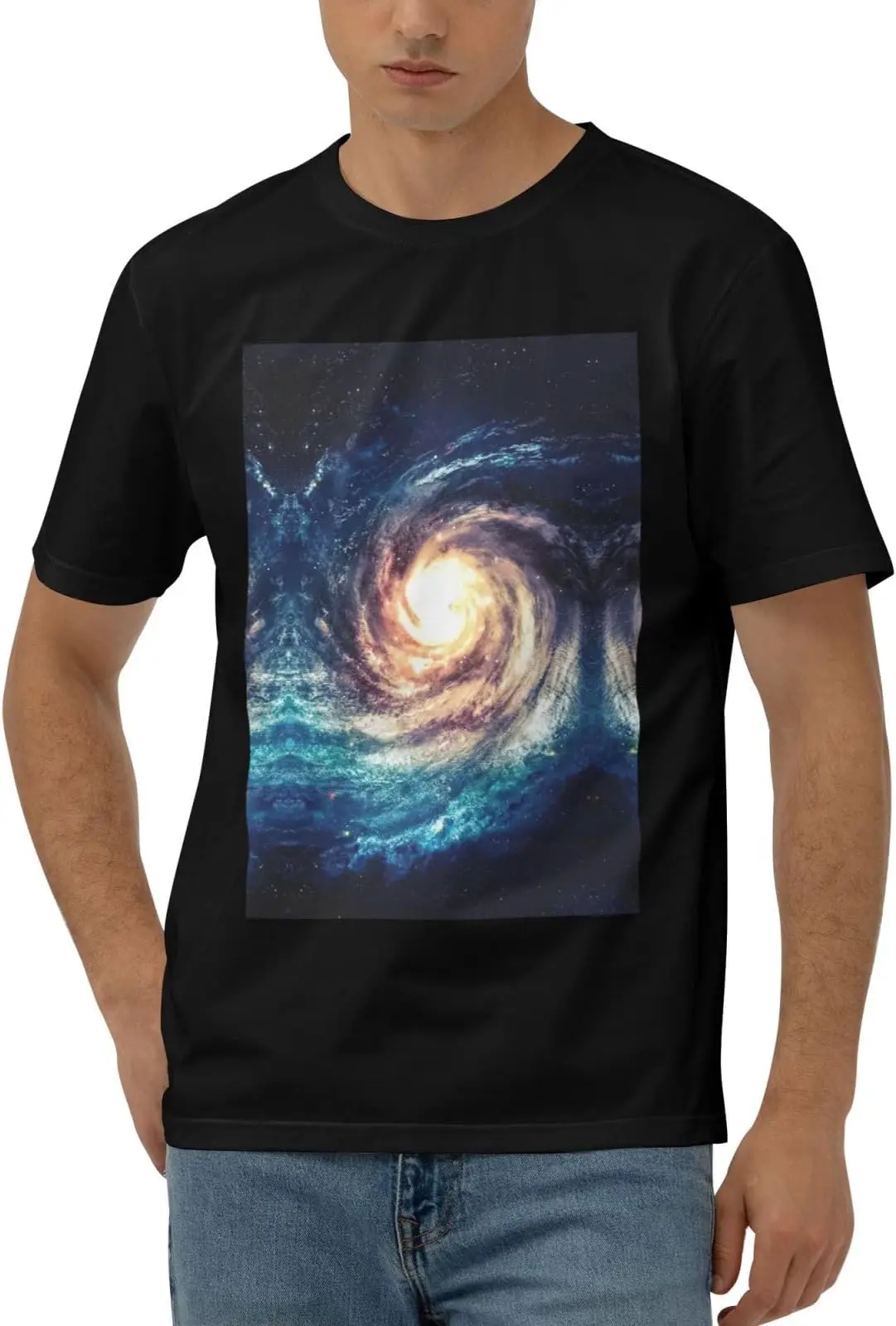 Universe Milky Way Galaxy Print Men'S T Shirt Tees High Quality 100%Cotton Short Sleeve