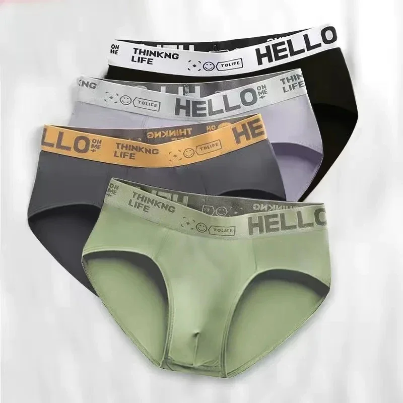 4PCS/set Men's Triangle Pants Breathable Antibacterial Open Crotch Underpants Big Fat Boys Teenagers Hipster Students Loose Shor