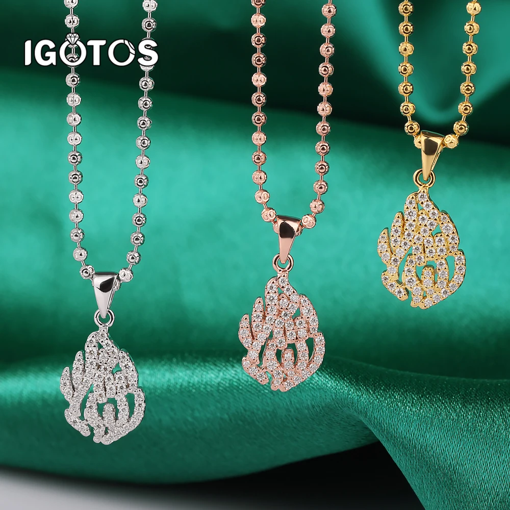 

IGOTOS Full Moissanite Pendant Necklace for Women Sterling Silver 925 Neck Chain Plated 18K Pass Diamond Test Party Jewelry GRA