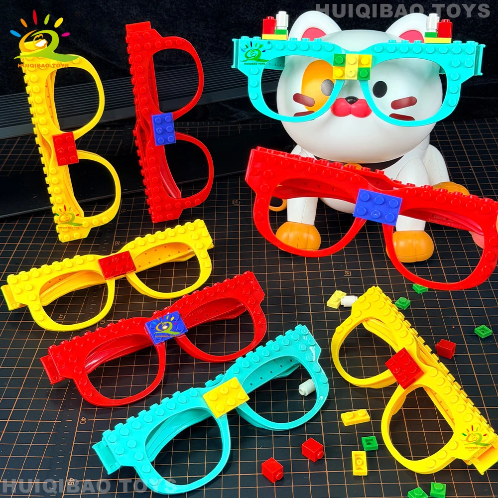 HUIQIBAO Party DIY Gathering Building Blocks Glasses Baseplate Frame Friends Toys Decoration Glasses Accessories Bricks Gift
